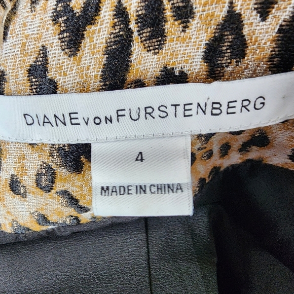 Diane Von Furstenberg DVF Theodora Leo Jacquard Leather Moto Jacket Cream Size 4 - Picture 3 of 16